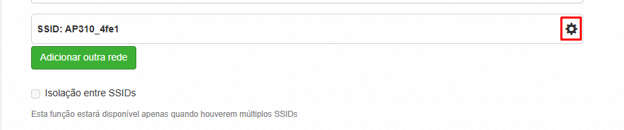 Tela SSID roteador Intelbras AP 310