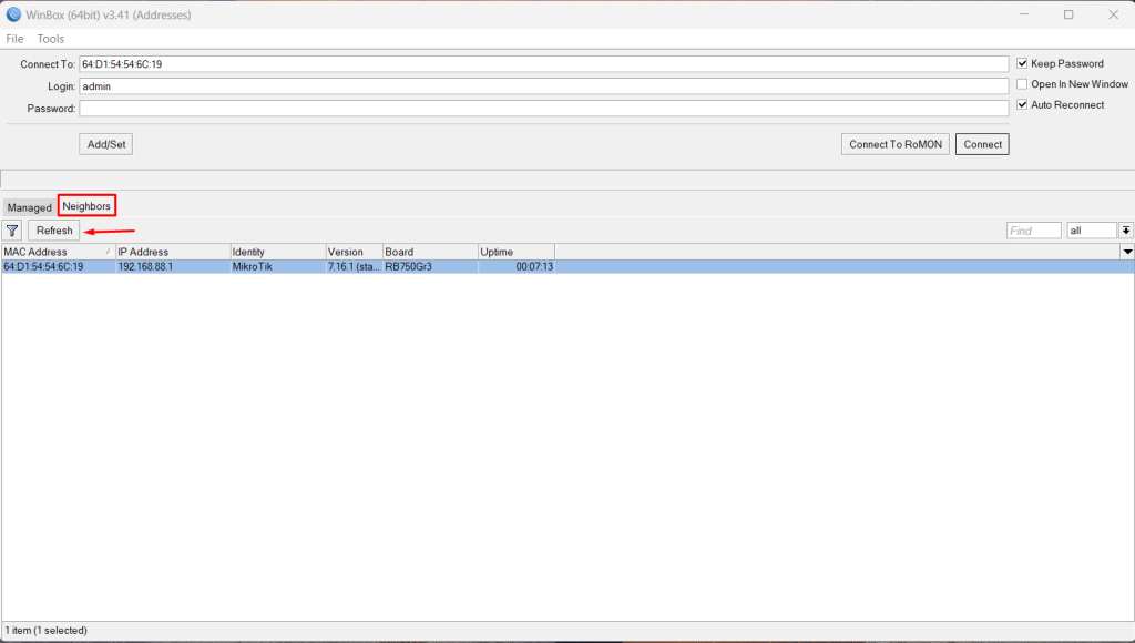 Configurrar listagem de neighbors WinBox