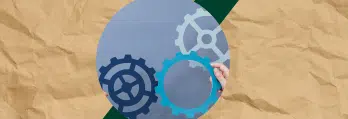 Imagem ilustrativa mostrando engrenagens, símbolo de trabalho em equipe e colaboração. Ideal para abordar temas de inovação e eficiência.