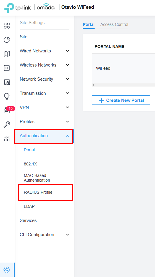 tela de configuração Hotspot WiFeed no Omada