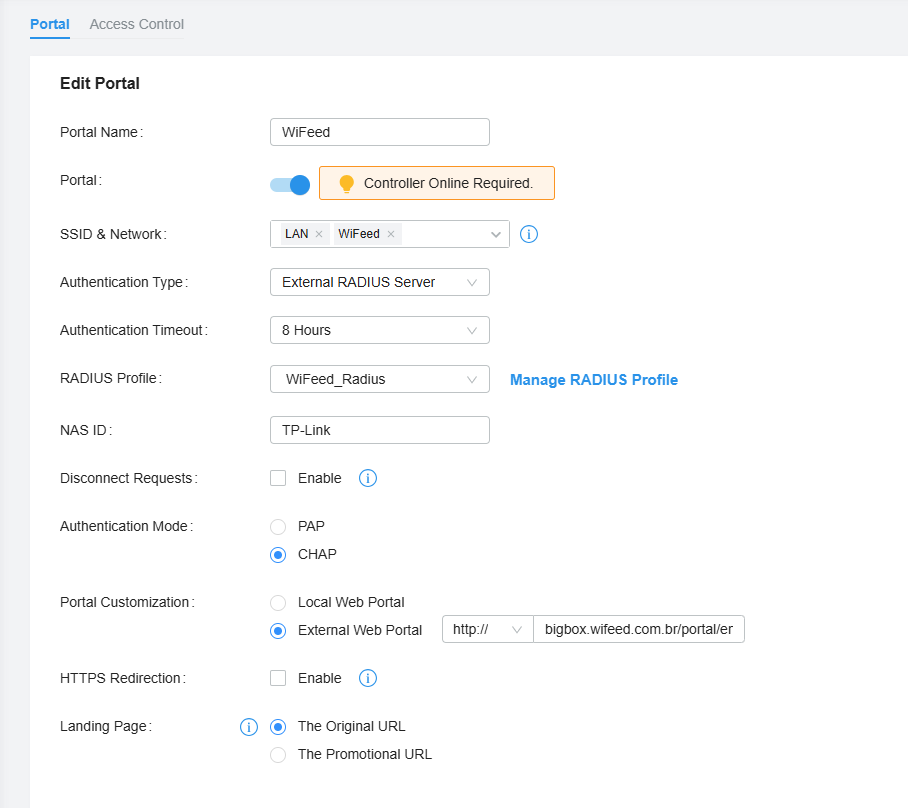 Configurar e criar o Captive Portal