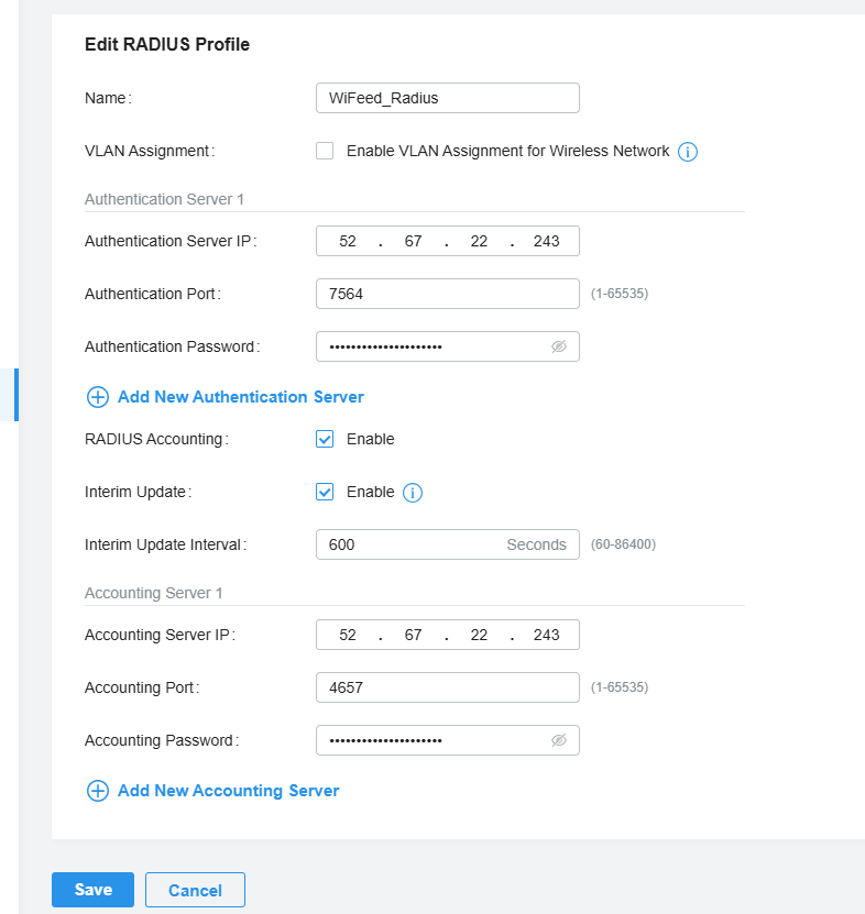 Tela para editar perfil Radius