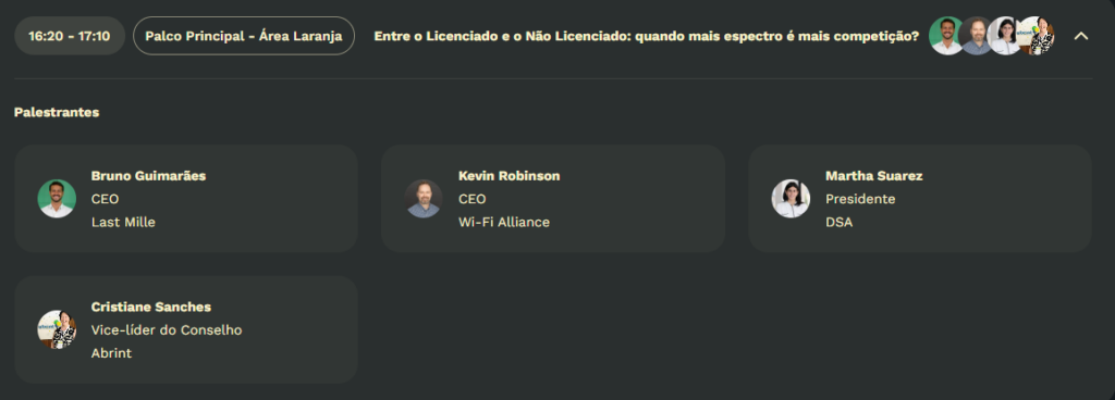 Painel Abrint - Palco principal "Entre o Licenciado e o Não Licenciado: quando mais espectro é mais competição?