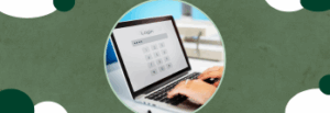 Pessoa autenticando-se no Active Directory ao digitar senha em seu laptop com tela de login visível, ambiente de escritório ao fundo