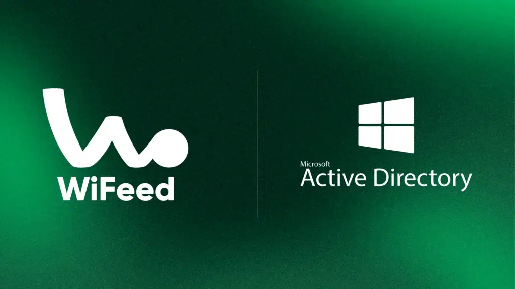 Imagem demonstrando a integração entre Active Directory e WiFeed, soluções de gerenciamento de identidades e redes
