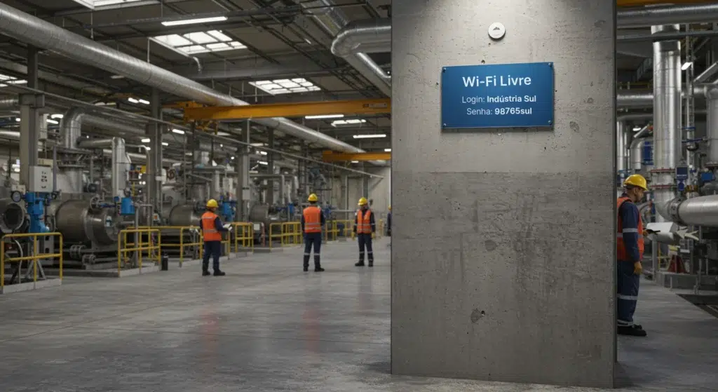 imagem de senha wi-fi expostas em parede na indústria