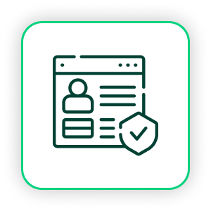 Ícone de documentos com um símbolo de check, representando validação e confirmação de informações.