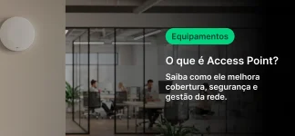 Ilustração de um ponto de acesso Wi-Fi com texto explicativo sobre o que é um Access Point e como ele melhora a cobertura da rede para segurança e gestão.