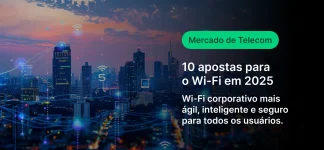 Imagem de uma cidade moderna ao entardecer com destaque para o avanço em tecnologia de Wi-Fi e telecomunicações, destaque para o tema sobre apostas para o Wi-Fi em 2025.