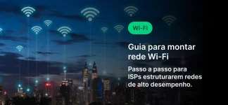 desempenho.webp Imagem de guia para montar rede Wi-Fi, explicando passo a passo para ISPs estruturarem redes de alto desempenho em uma cidade à noite com prédios iluminados.