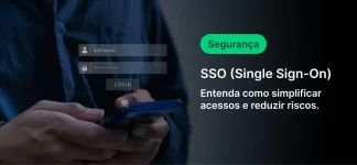 Imagem ilustrativa de uma pessoa acessando uma plataforma de gestão de rede para SSO (Single Sign-On), facilitando o gerenciamento de acessos e segurança.