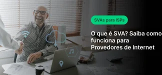 Imagem de um profissional sorridente em um ambiente de trabalho, explicando sobre SVA para provedores de internet, com destaque para a importância das SVAs.