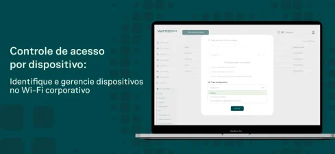 Banner com texto “RADIUS ou outro tipo de autenticação?” e a plataforma WiFEEED exibida em um notebook e em um celular, com telas de monitoramento e login.